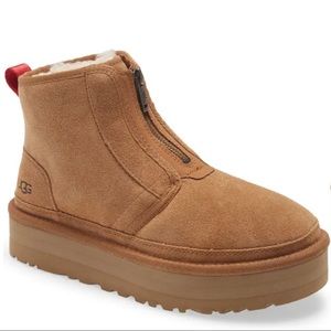 UGG Neumel Platform Zip Bootie - Chestnut - Size 8